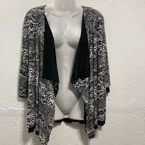 NWT Venezia-Milano Reversible Open Front Cardigan Top Layered Waterfall Black XL